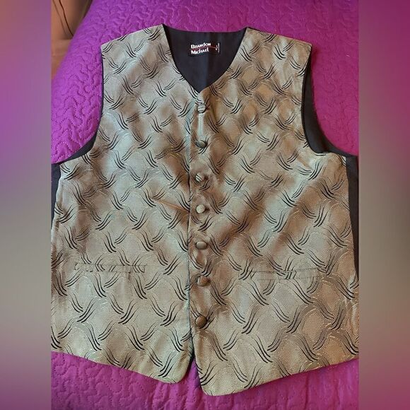 Brandon Michael small sage green vest - satin black back - Picture 1 of 3
